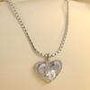 GEMCHIC Women's Heart Pendant Necklace Stainless Steel Cubic Zirconia Geometric Chain Choker Fashion Jewelry Gift