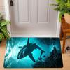 Реалистичный коврик для двери с рисунком акулы, свирепые дизайны акул, подводная сцена, разные выражения, коврик для пола для домашнего декора прихожей