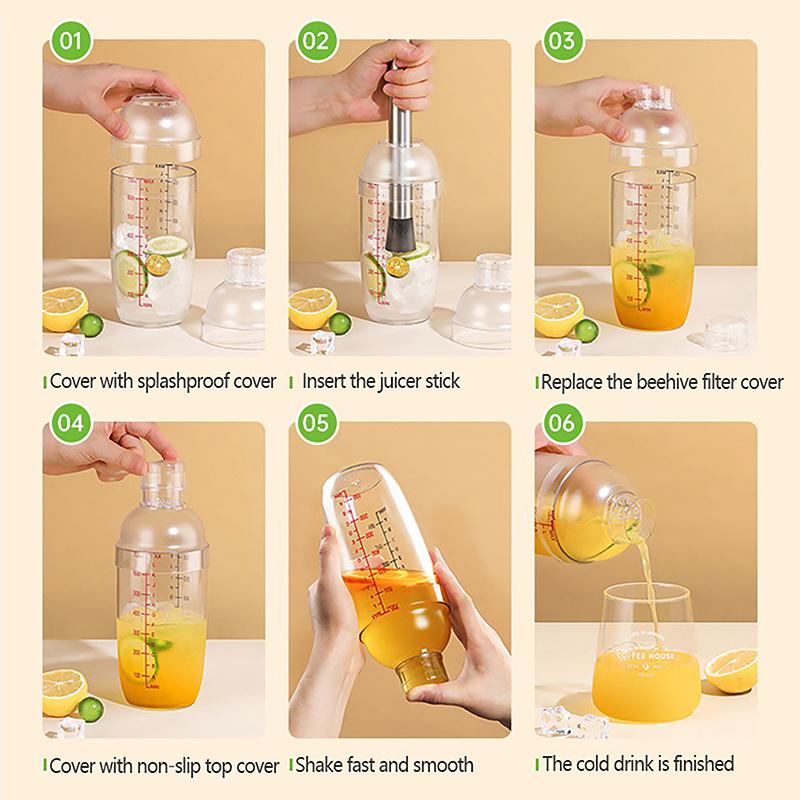 Plastic Cocktail Shaker Hand Shaker Cup With Scales 350Ml/530Ml/700Ml/1000Ml Milk Tea Wine Drink Shaker Mixer Bar Tool
