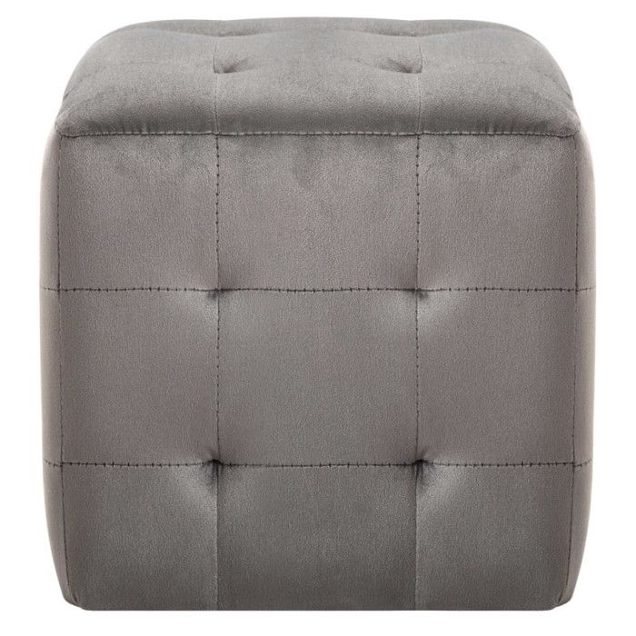 VidaXL 2 Pcs Poufs Grey 30 X 30 X 30 Cm Velvet Fabric