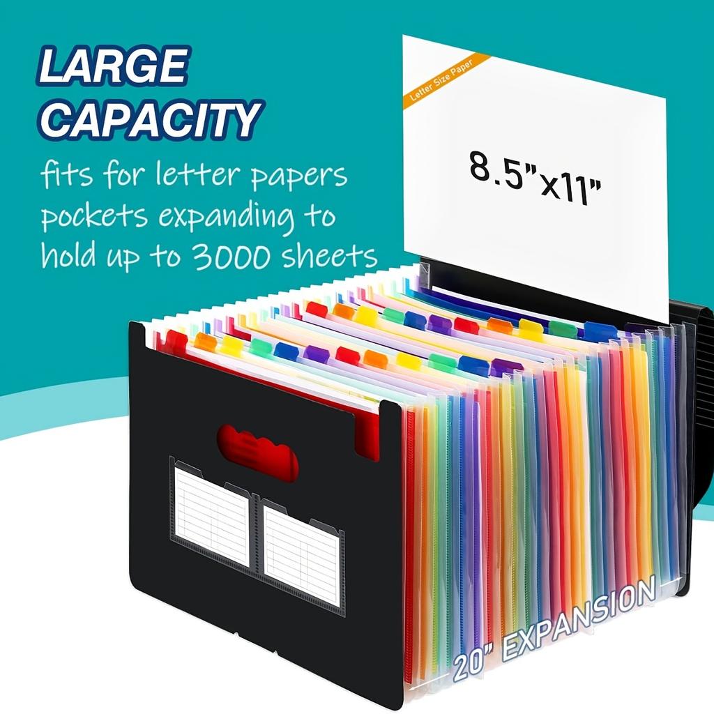 Расширяющаяся папка-аккордеон 13/24, формат А4, портативный органайзер для документов с цветными вкладками для студентов