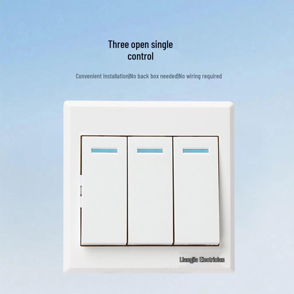 Ultra-Thin Surface-Mounted Three-Gang Single/Double Pole Light Switch Panel