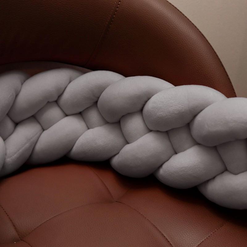 Knitted Braided Safety Pillow Bumper Toddler Bed Rail Soft Cotton Fill 1-4M Length Modern Minimalist Design