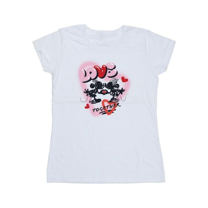 Disney Womens/Ladies Love Together Mickey & Minnie Mouse Cotton T-Shirt