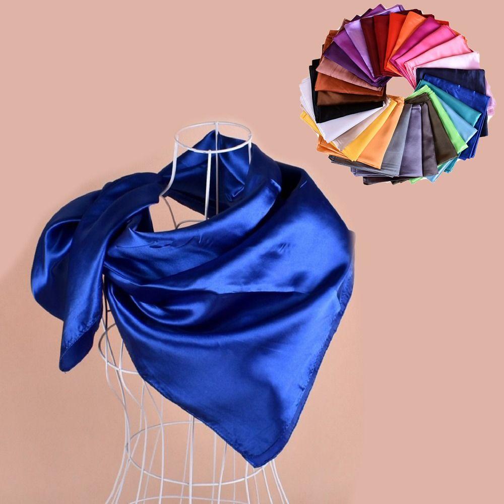 Silk Foulard Satin Bandana Square Neckerchief Hijab Baggy Slouchy Beanie Head Scarf Women Ladies
