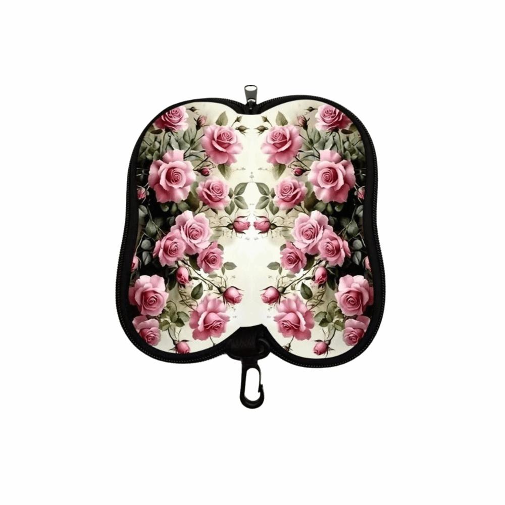 Hanging Rose Flower Print Eyeglass Case Soft Reading Glass Pouch Portable Sunglasses Holder  Gifts