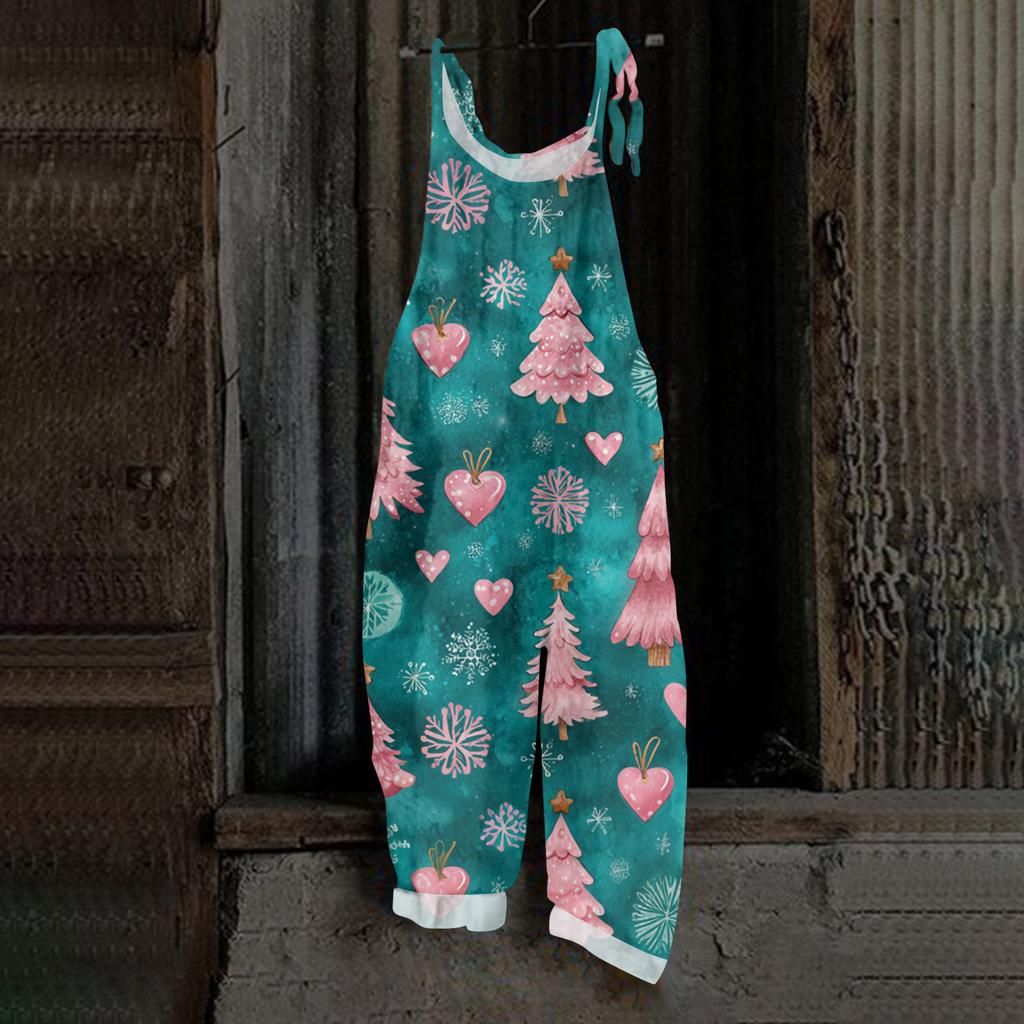 Women's Jumpsuit  Print Casual Loose Vintage Shoulder Strap Cotton Linen