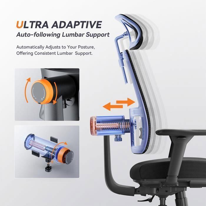 Chaise Ergonomique - NEWTRAL - MAGICH002 - Dossier Automatique - Support Lombaire - Accoudoirs 4D