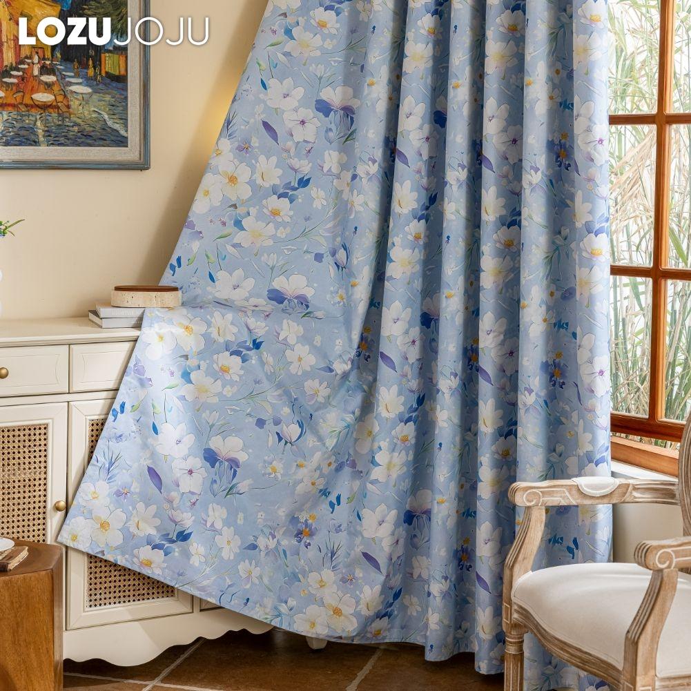 1 шт. LOZUJOJU Шторы в скандинавском деревенском стиле с синим принтом и полными шторами блэкаут для спальни, гостиной, балкона, окна для домашнего декора