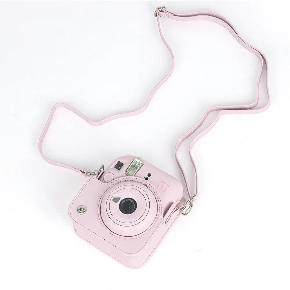 Чехол для камеры Instax Mini 12, мягкий защитный чехол из искусственной кожи, дорожная сумка для пленочной камеры Fujifilm, сумка с плечевым ремнем