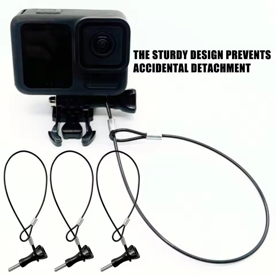 Stainless Steel Tether Lanyard Safety Strap Stainless Steel Cable with Screw Short Rope Wrist Hand Universal for GoPro Insta360