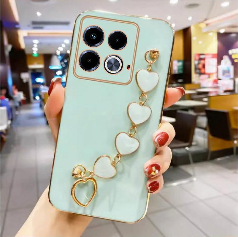 Модный чехол для телефона с цепочкой и браслетом в виде сердца для Redmi Turbo 3, мягкий силиконовый противоударный чехол для Xaiomi Redmi Turbo 3