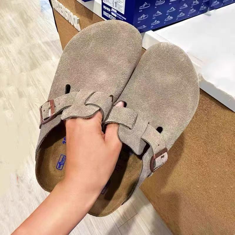 Унисекс BK Натуральная кожа Birkenstock Закрытый носок Ретро Мюли на пробковой подошве – Удобные и Универсальные.