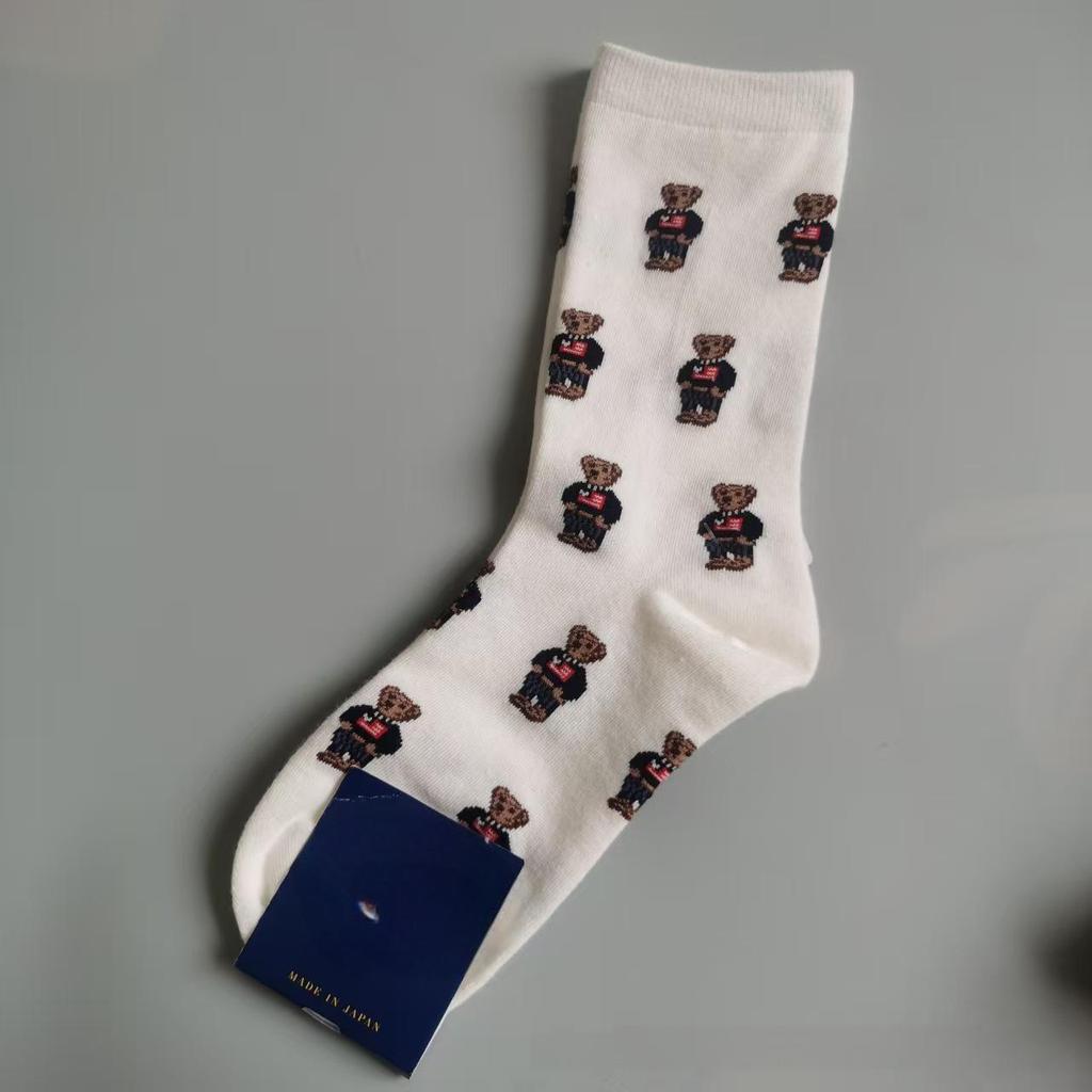 Осенне-зимние женские модные повседневные носки до середины икры с узором медведя