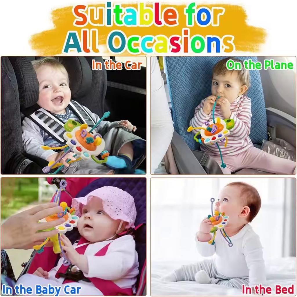 Activity Development Pull String Toys Silicone Teething Rattle Educational Learning Toy Baby Sensory Toys 6 12 Months