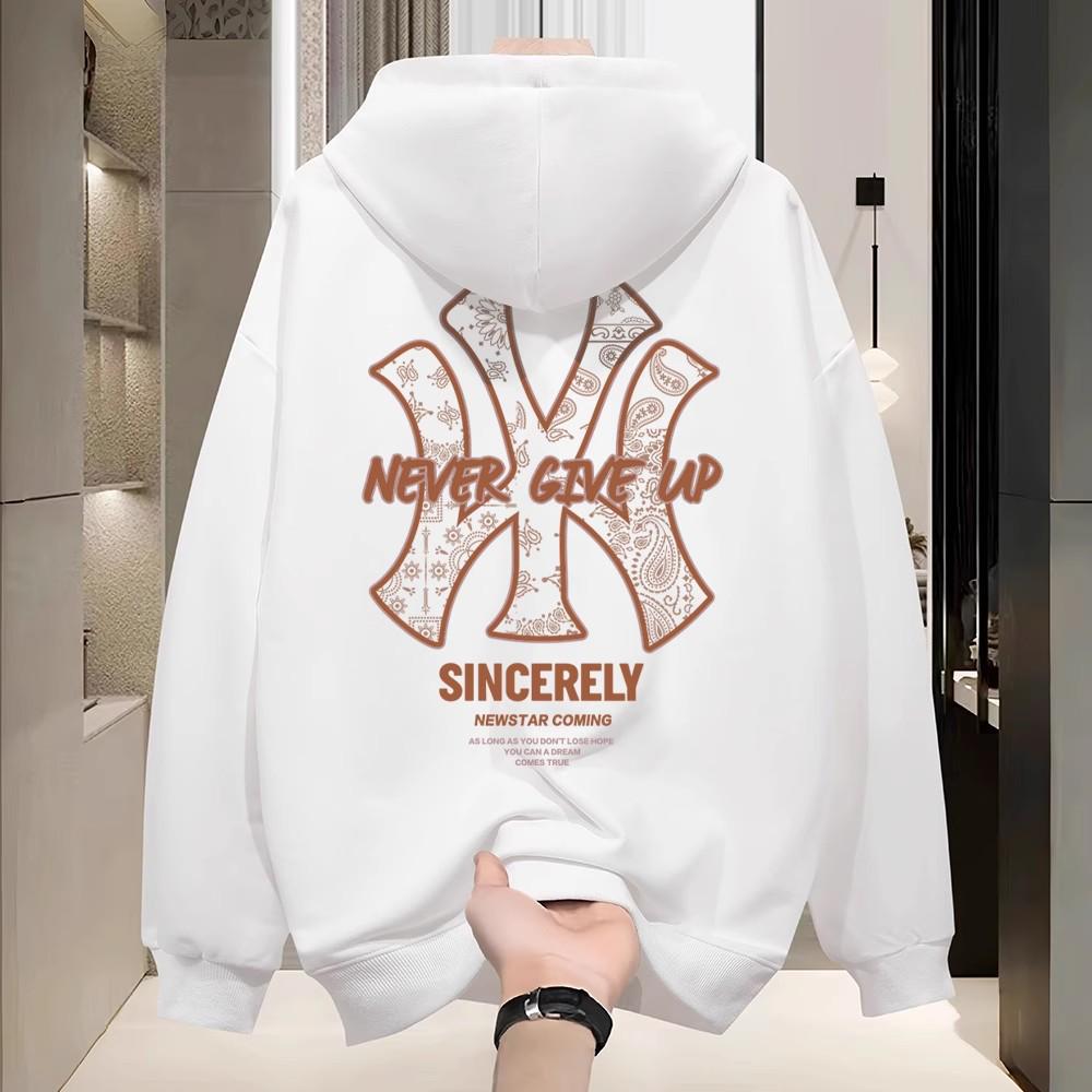 Ретро-худи NASA для мужчин - Толстое, с флисовой подкладкой, осенне-зимний стиль, с принтом на спине