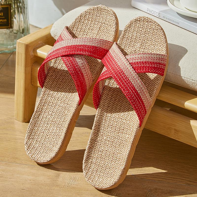 FL Four Seasons Women's Linen Deodorant Anti-slip Indoor/Outdoor Silent Slippers