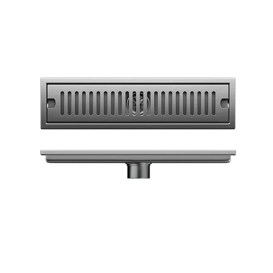 Серый слив для душа на балконе ванной комнаты 304 из нержавеющей стали с длинным линейным быстрым сливом, боковой слив 20 30 40 50 см