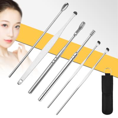 1 шт., нержавеющая сталь, кожаная ложка для ушей, набор, спиральная палочка для чистки ушного канала, грязевая палочка для ушей