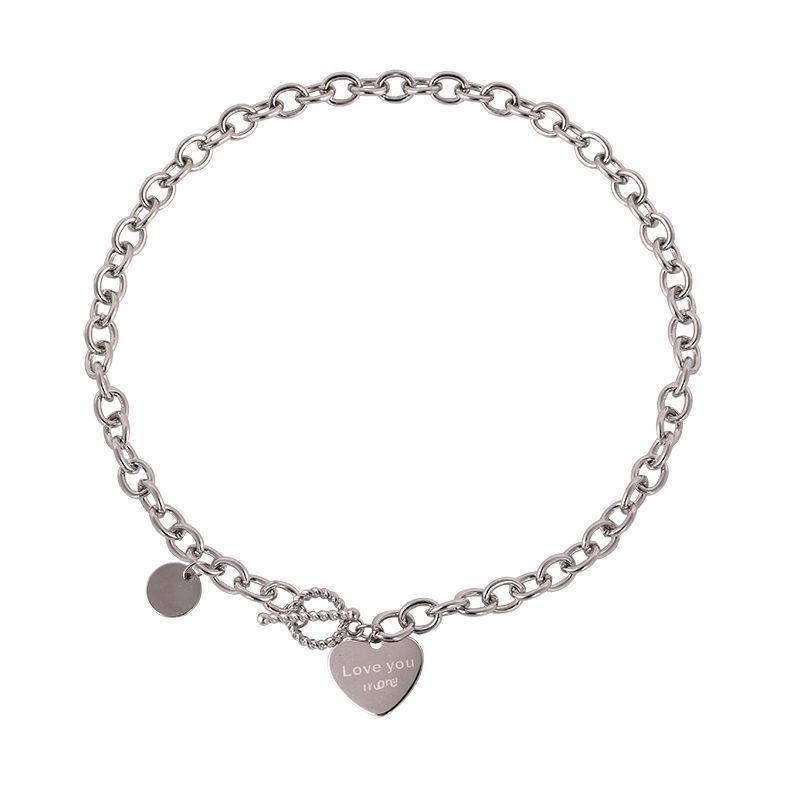 Модное ожерелье из титановой стали в форме сердца - короткая подвеска из нержавеющей стали в форме буквы, модный аксессуар