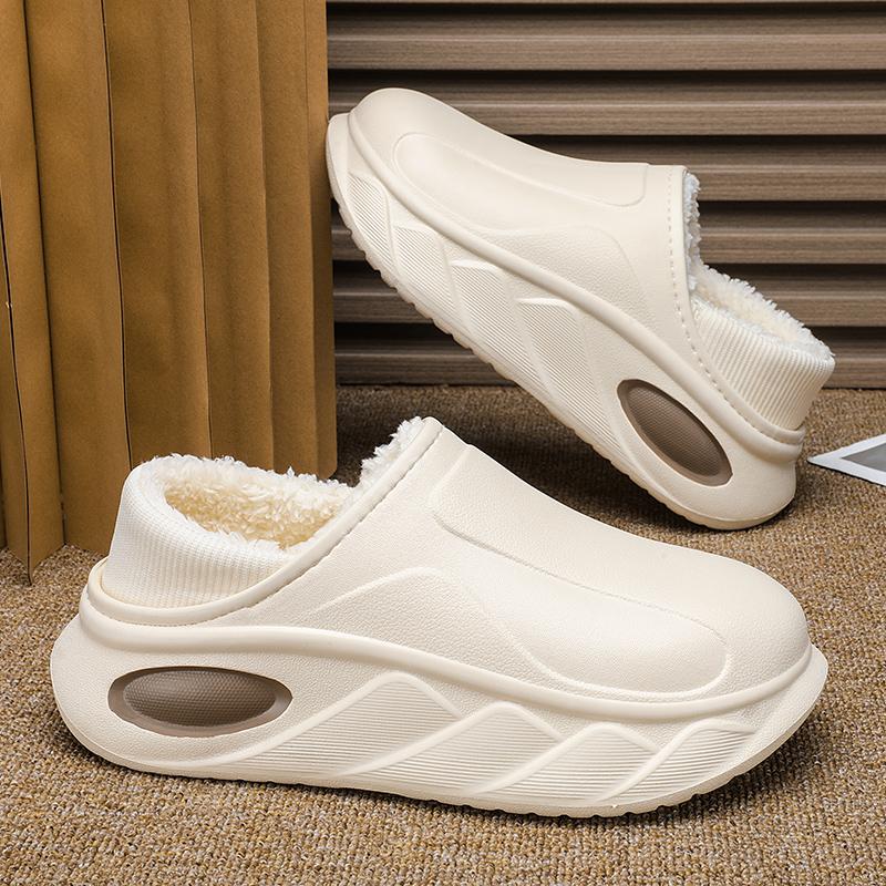 Модные зимние мужские тапочки на платформе из мягкого хлопка, теплые туфли на каблуках, теплая обувь для улицы, домашняя спальня, плюшевые теплые тапочки
