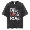 Printed Rock Washed Skull Men'S Short Sleeve Loose Cotton T-Shirt Okay Tour Summer One
