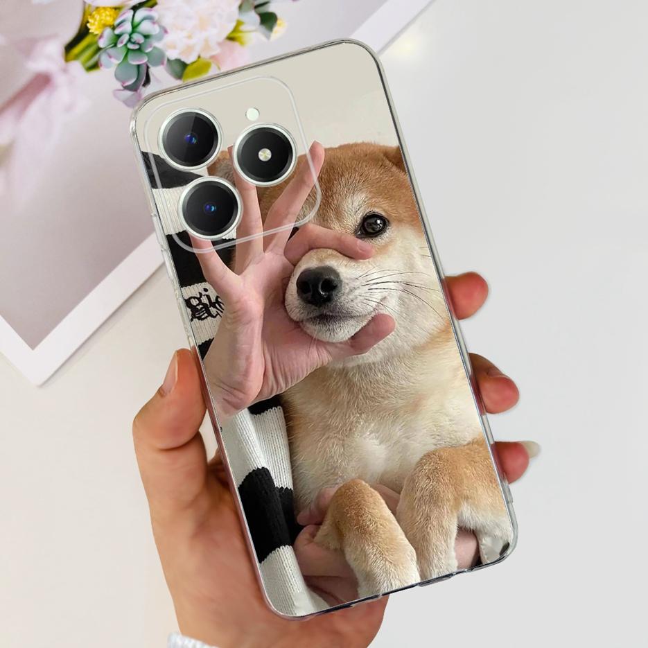For Realme C61 Case RMX3939 Cute Panda Cartoon Painted Cover Soft Slim Phone Case For Realme C63 C 61 RealmeC61 RealmeC63 Bumper