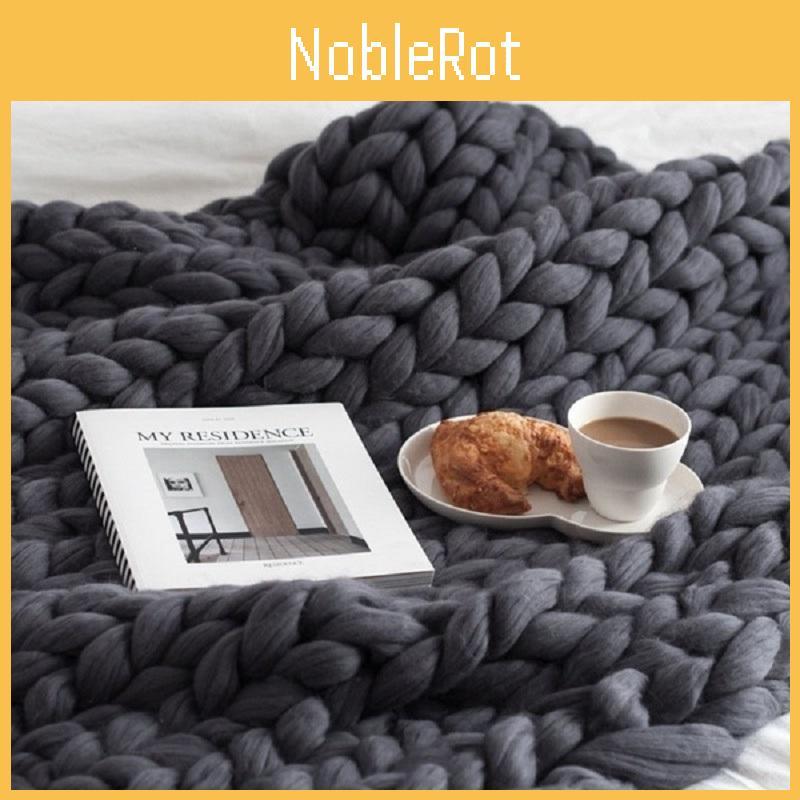Large Soft Chunky Knitted Thick Wool Blanket With Versatile Colors For Cozy Comfort