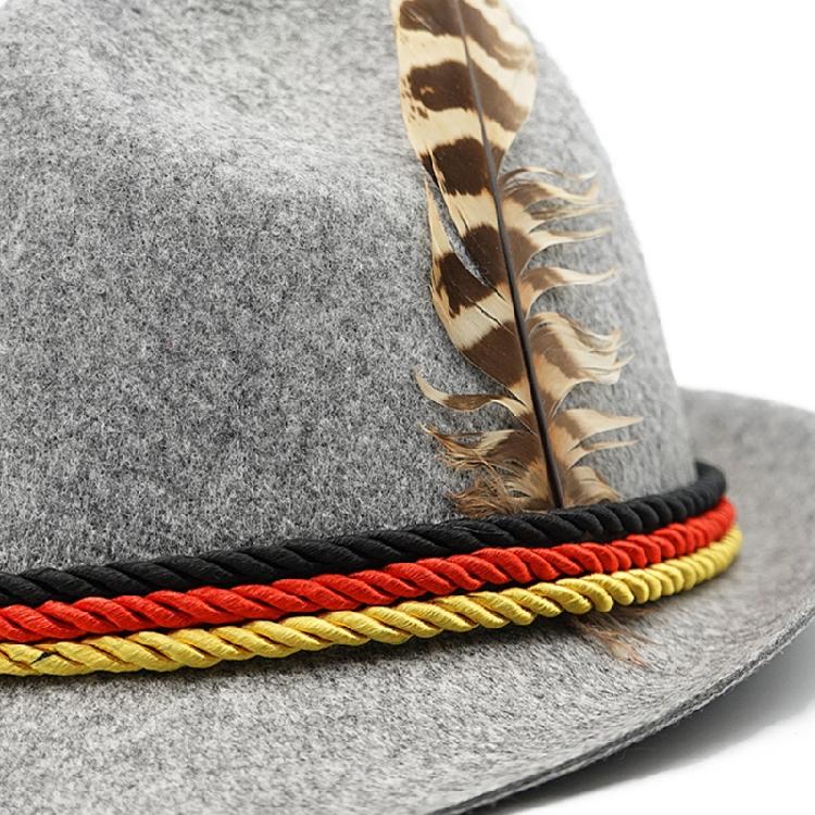 Retro Style Feather Hat Jazz Top Hat Cowboy Western Oktoberfest Hat Unisex