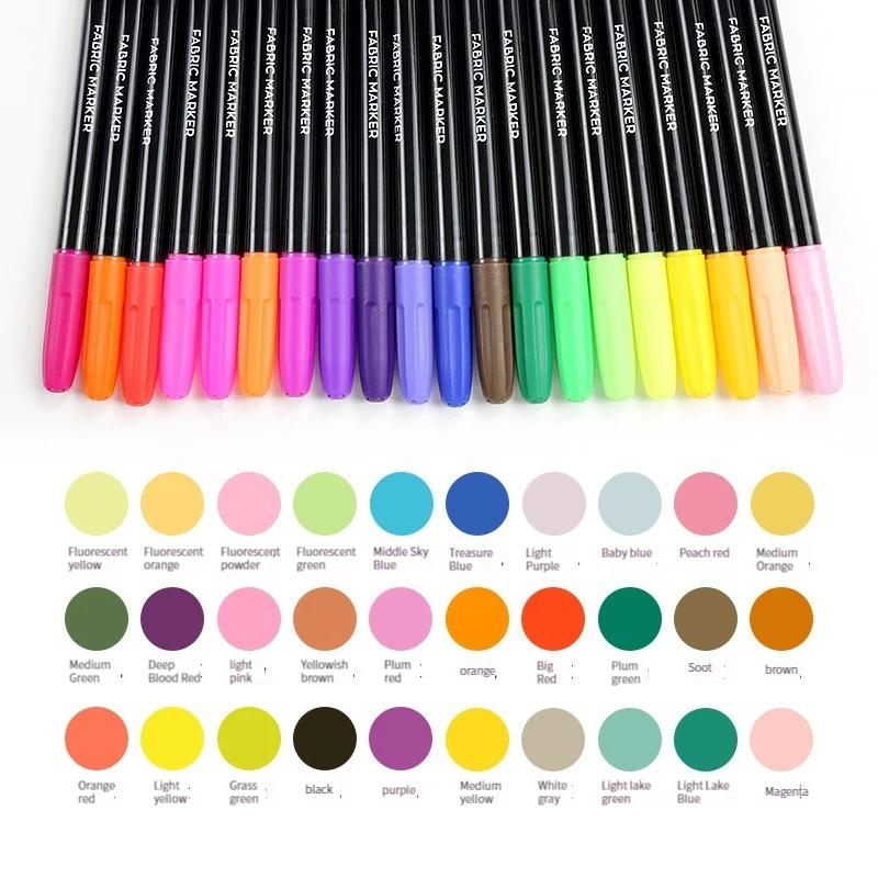 12 Colors/set Waterproof Colorfast Fabric Textile Marker Pen Permanent Pen for DIY Clothes Art Graffiti Drawing Painting Pen