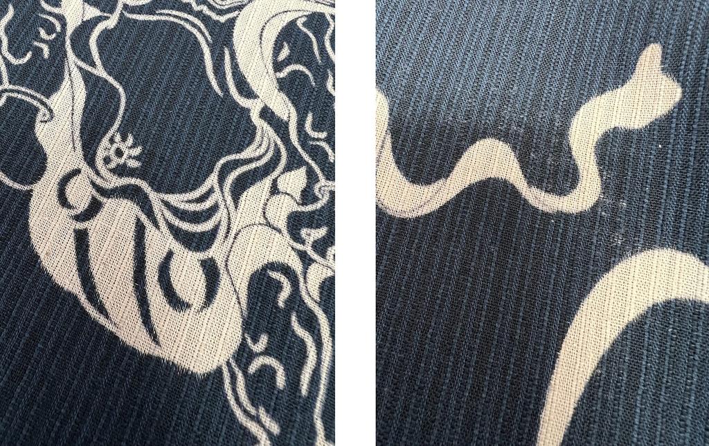 Эдотэн Джинбей Прохладное Лето Оригинальный Японский Дизайн Бог Ветра и Бог Грома Размер 5XL Мужской Шиджира-тканый (Джинбэй), Носить, 100% хлопок, окрашено вытравным способом,