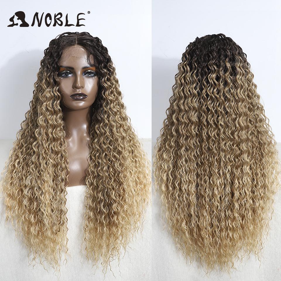 Noble Cosplay Wig Synthetic Lace Part Wig Long Curly 31Inch Cosplay Wig Blonde Ombre Lace Wig for Black Women Synthetic Lace Wig