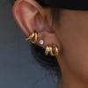 Jieding 14K золотые серьги из нержавеющей стали, трехслойные полые серьги, европейские и американские ювелирные изделия из титановой стали для женщин