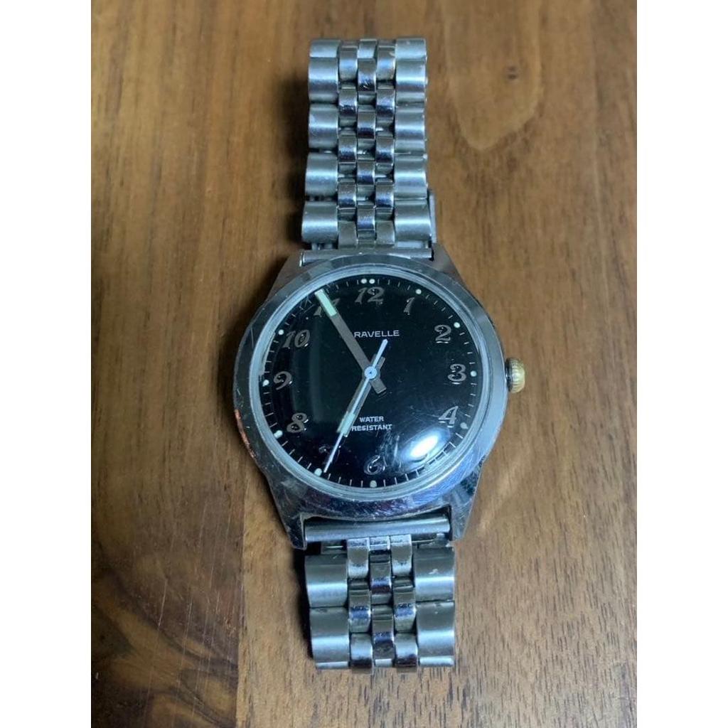 Б/у [1970-е] Bulova Caravelle винтажные наручные часы с черным циферблатом, с ручным заводом