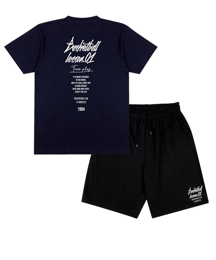 CREAM SODA LAB [2Pack] Quarter Logo Short Sleeve Shorts Set (Type B)