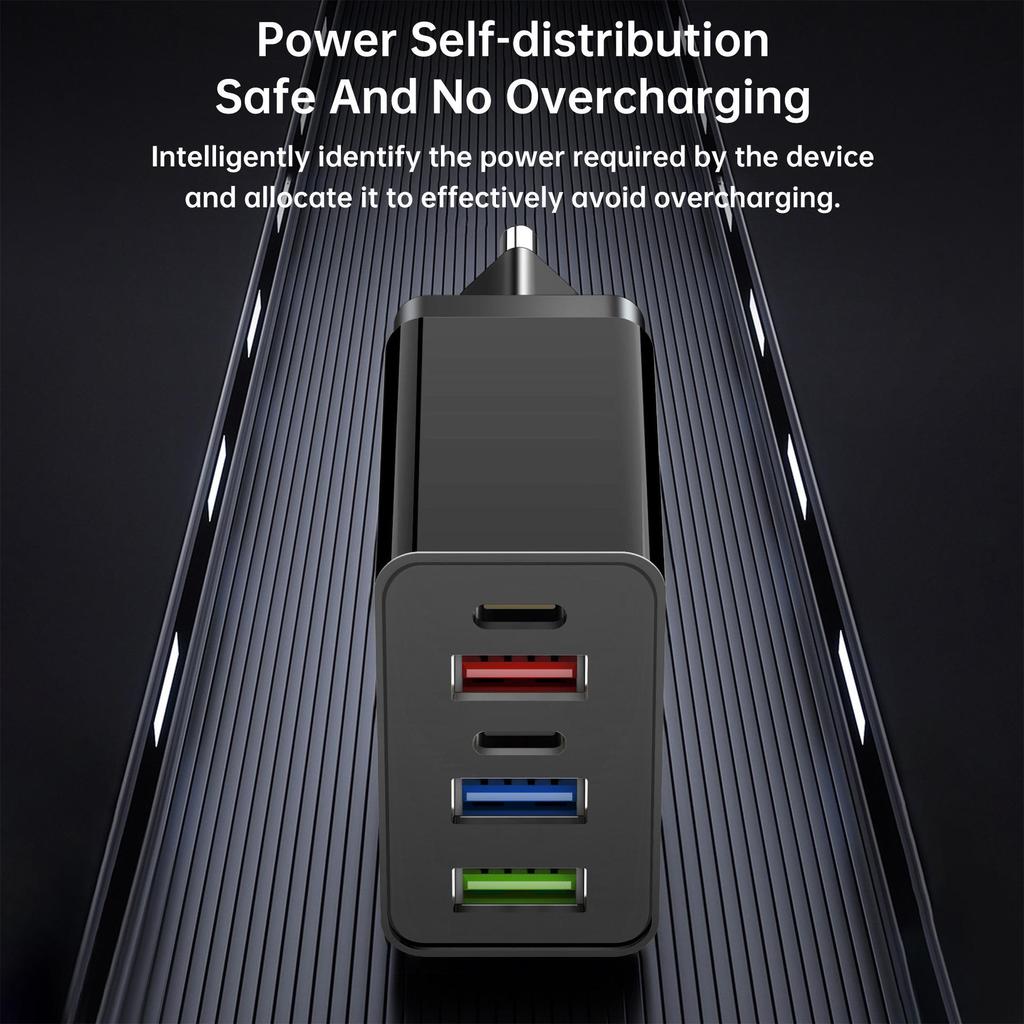 Универсальное многопортовое USB-C зарядное устройство с быстрой зарядкой для Android и Apple - 3 порта USB + 2 порта USB-C, стандарт UK/US