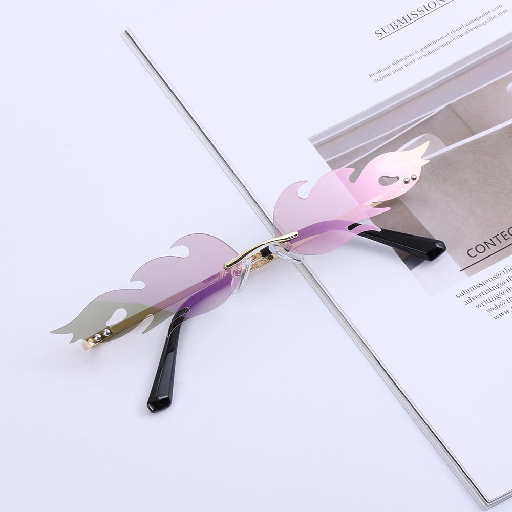 Streetwear Trending Eyewear Fire Flame Rimless Wave Sun Glasses Fashion Sunglasses