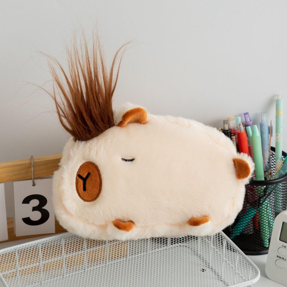 Capybara Pen Bag Velvet Stationery Organizer Simple Pen Storage Bag Gift