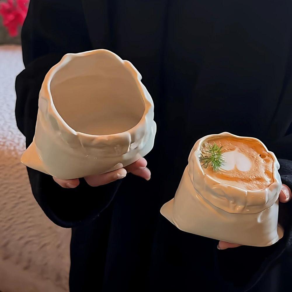 Large-caliber Bag-shaped Cup Heat-resistant Cloth Bag Mug Novelty Tea Cup  Home Gathering