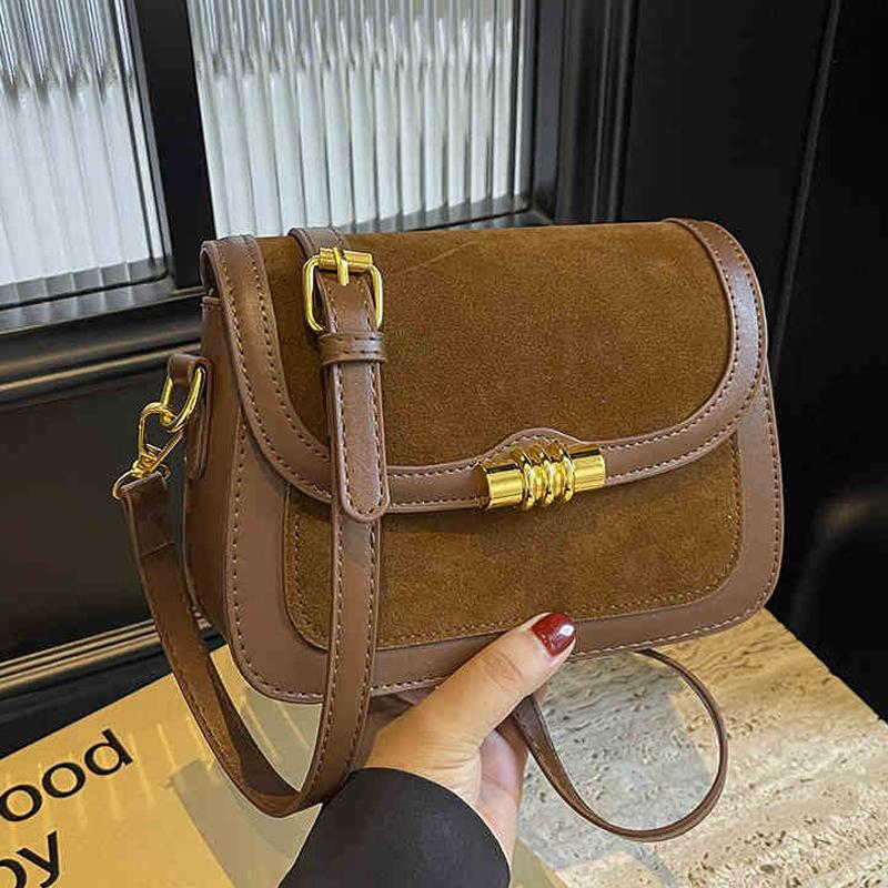 Винтажные сумки через плечо из нубуковой кожи, осенне-зимние женские небольшие сумки на одно плечо, модные простые универсальные квадратные сумки