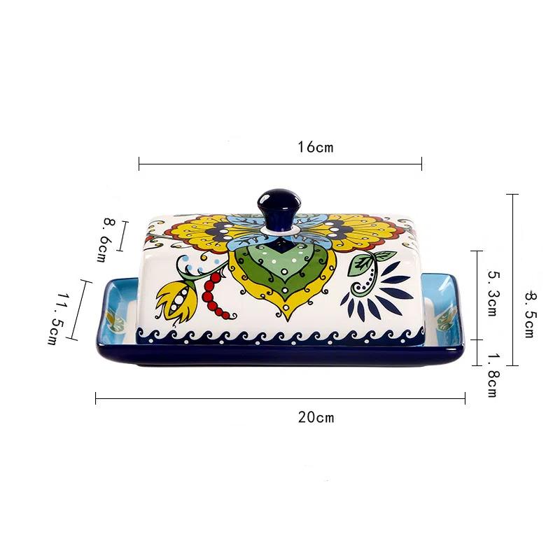Bohemian Style Butter Dish – Cheese Storage Box with Lid for Kitchen & Table