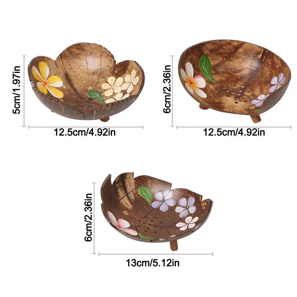 Creative Country Style Coconut Shell Bowl DIY with Hole Coconut Tray Storage Candy Dessert Bowl Ornaments
