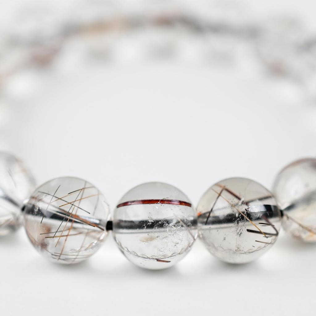 Eigado Red Rutilated Quartz 18 Inner Natural Power Good Fertility Bracelet, Beads, 11mm, Diameter Approx. 16cm, Stone, Stone, Luck, Amulet, Fortune,