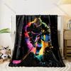 Colorful illustration of hockey player Adult Children Warm Blankets Home Travel Car Soft Comfortable Suitable for all seasons