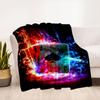 "Flaming Ace of Spades Playing Cards - Neon Poker Deck"Blanket Flannel Throw Blanket for Sofa, Bed, Travel, Camping, Office