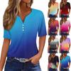 Женская повседневная футболка с v-образным вырезом и короткими рукавами, декоративная футболка на пуговицах, топ