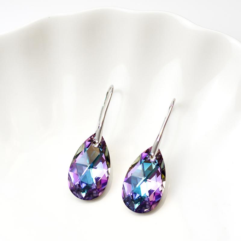 Classic Korean Pear-shaped Drop Earrings Crystals Jewelry for Women Silver Color Big Pendant