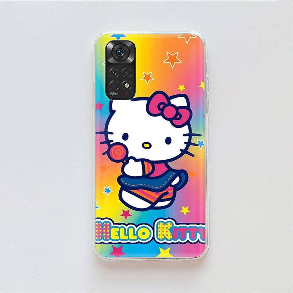 Чехол KT59 Hello Kitty Girl для Samsung A04 A14 A23 A34 A54 M23 M33 M52 M53 Realme 10 9 C30S C35 C55 VIVO Y02S Y21 Y33S Y51 X80 Pro, прозрачный чехол