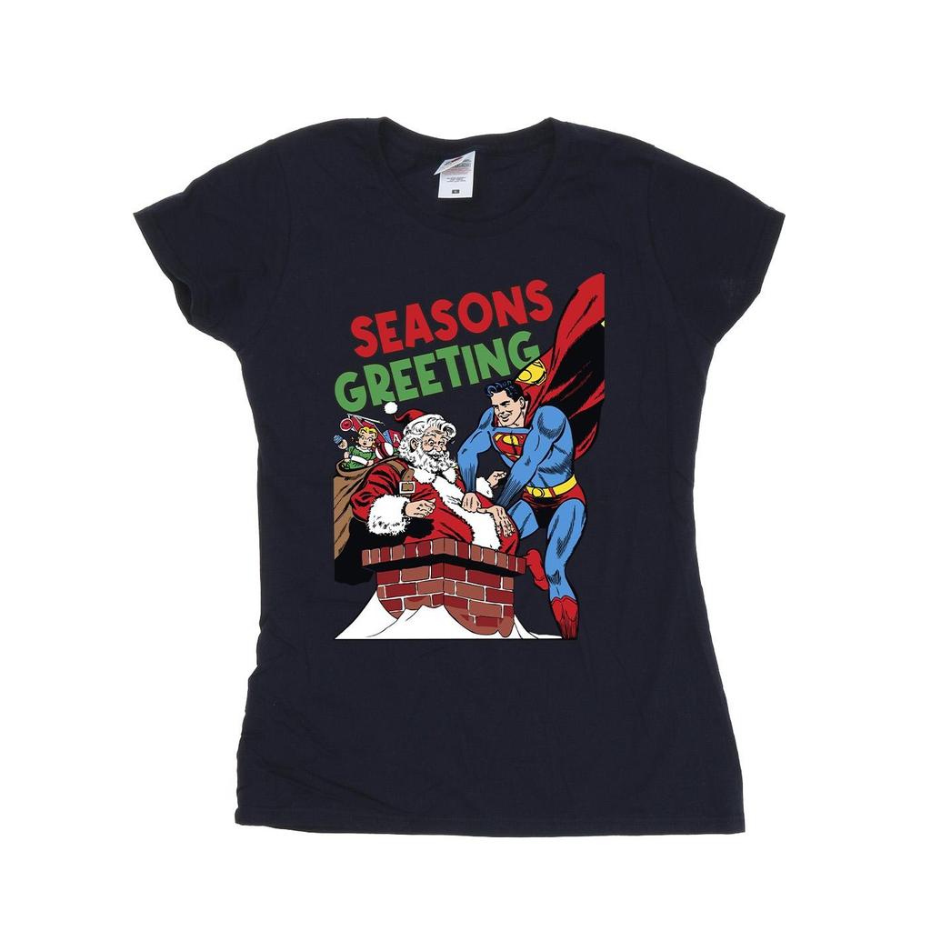 DC Comics Womens/Ladies Superman Santa Comic Cotton T-Shirt