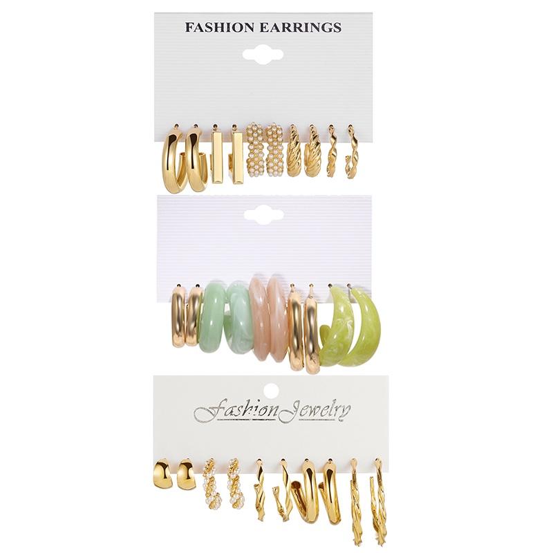 iF ME 15 пар/компл. серьги-кольца, винтажные серьги из смолы с искусственным жемчугом, золотые серьги для женщин, аксессуары, ювелирные изделия